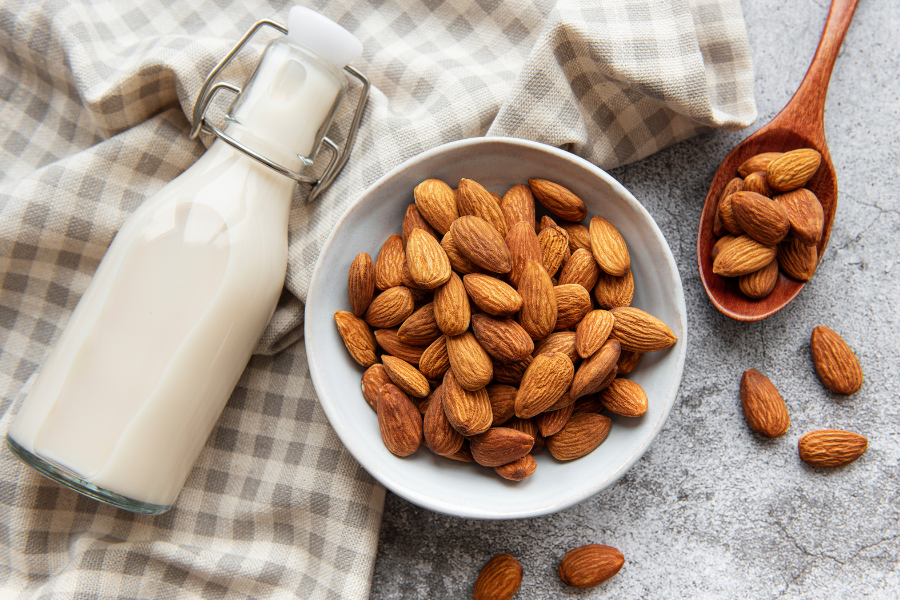 almonds and almond milk