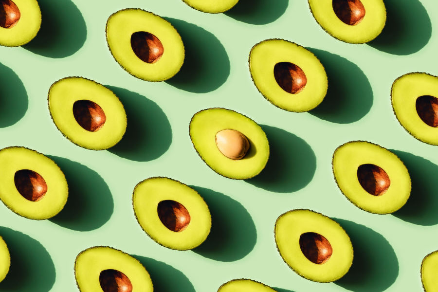 avocados on a green table