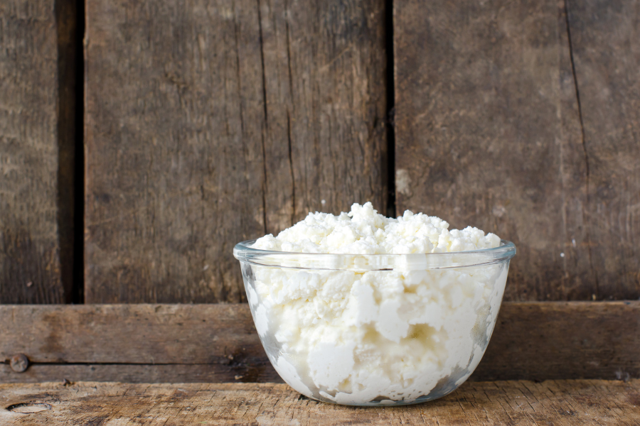 cottage cheese in a bowl