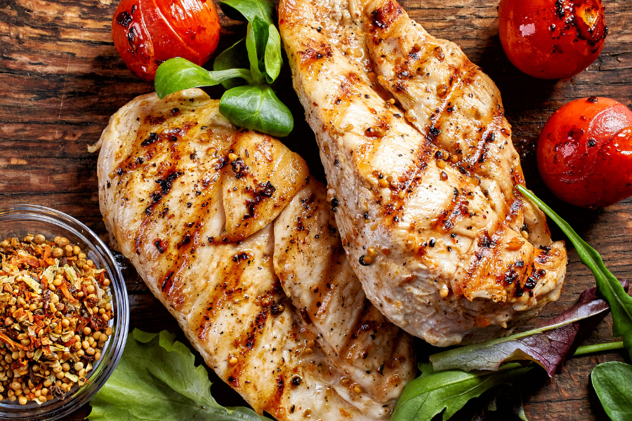 two pieced of grilled chicken