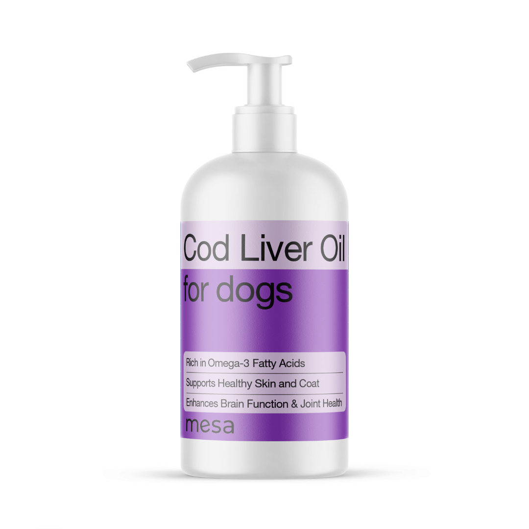 cod liver oil bottle with a purple label