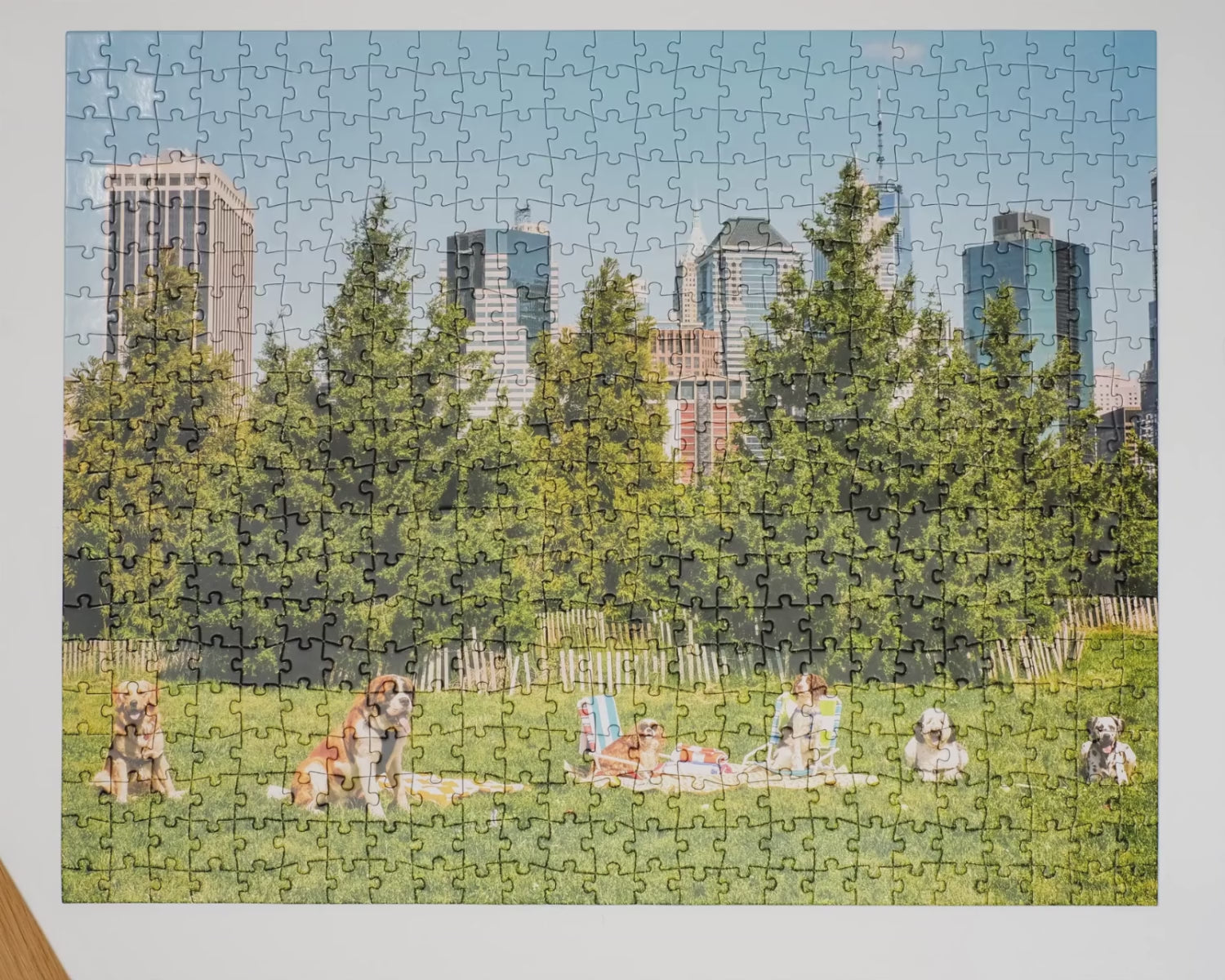 video of puzzle glue being applied to a jigsaw puzzle