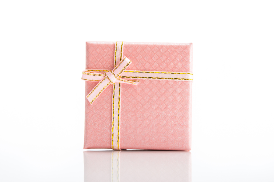a small pink gift box
