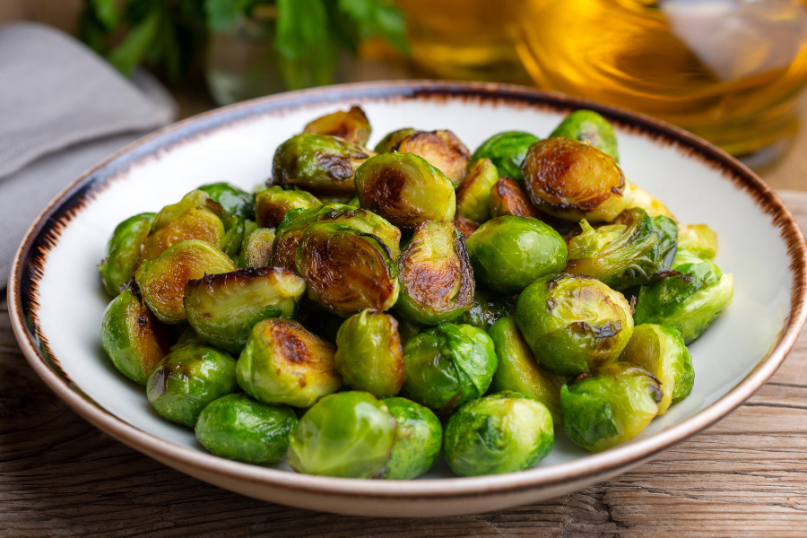 cooked brussel sprouts on a plate