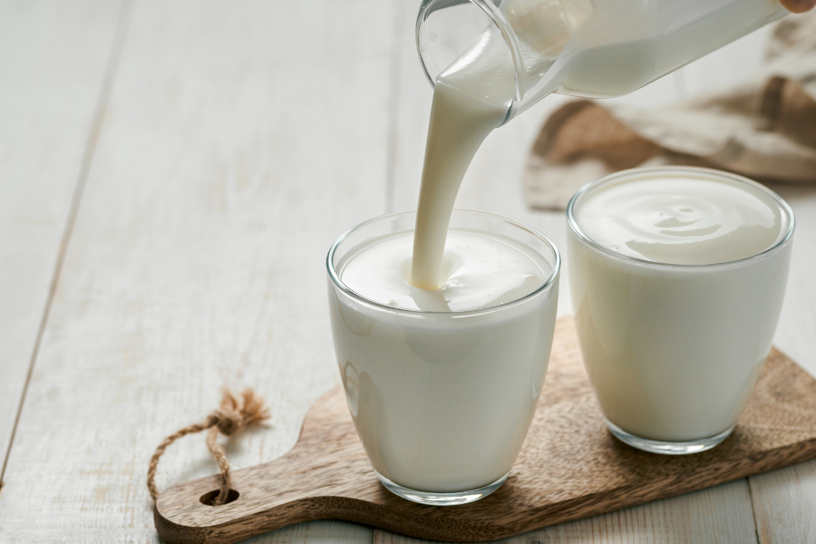 kefir being poured into a glass