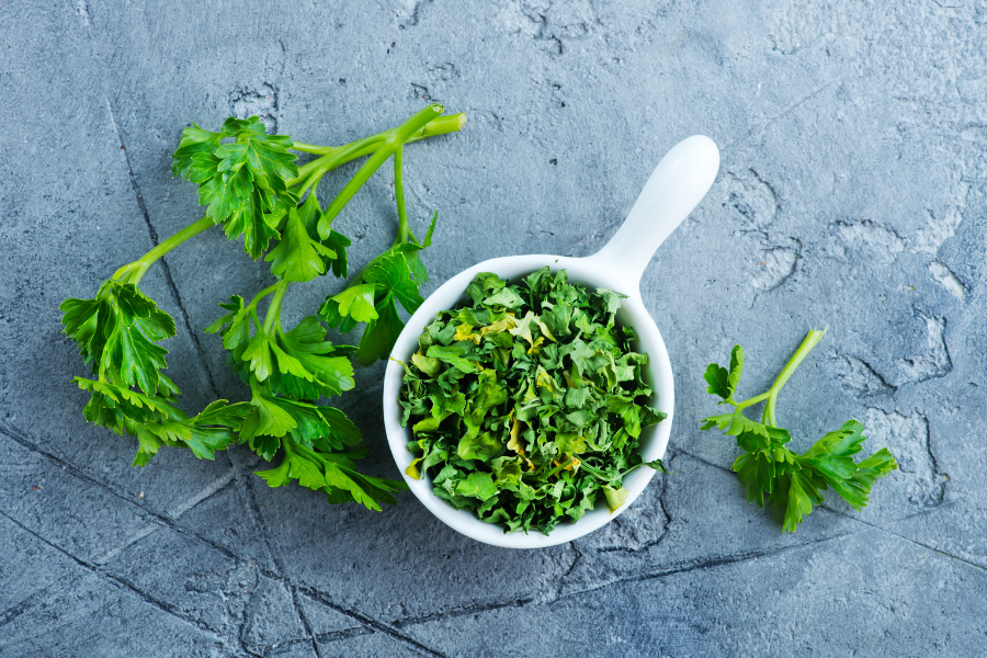 fresh parsley on a table